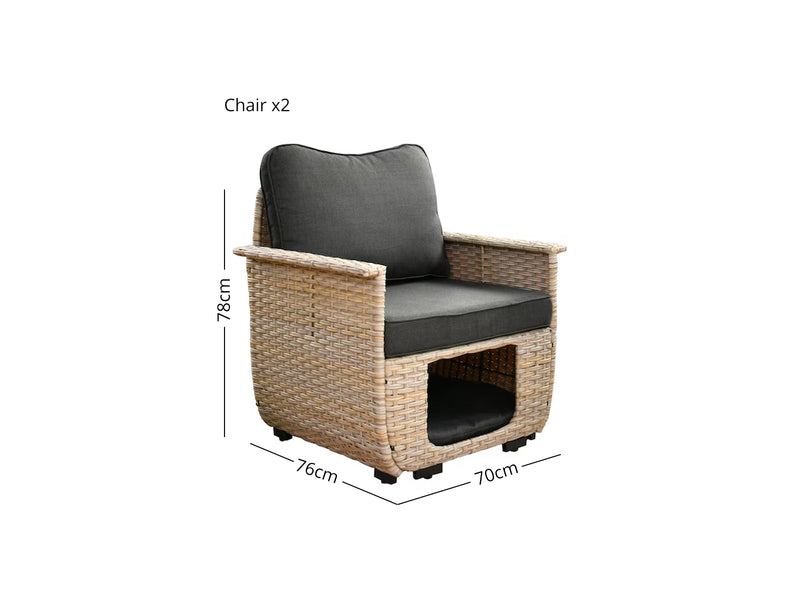 DS Aphrodite Patio Chair x2 Khaki+Black
