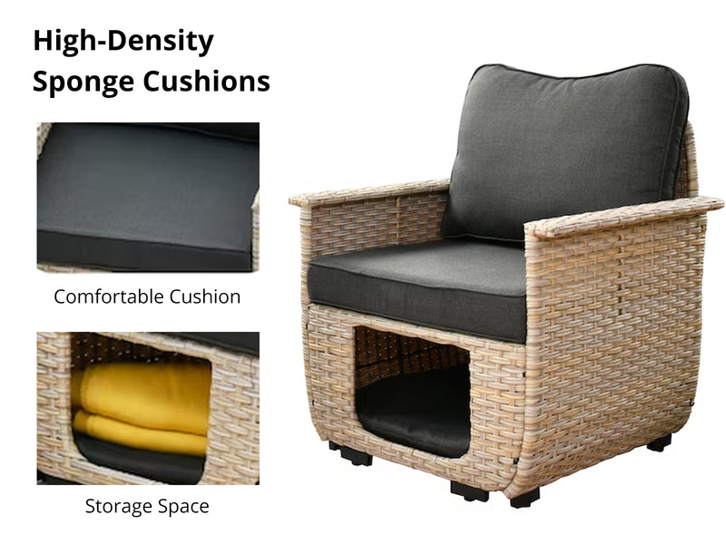 DS Aphrodite Patio Chair x2 Khaki+Black