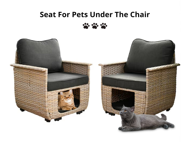 DS Aphrodite Patio Chair x2 Khaki+Black