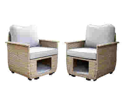 Aphrodite Patio Chair x2 Khaki+Grey