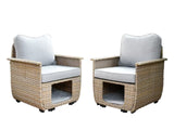 Aphrodite Patio Chair x2 Khaki+Grey