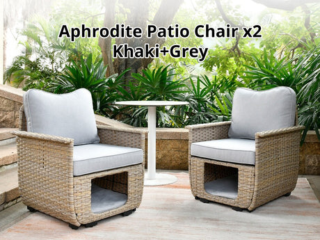DS Aphrodite Patio Chair x2 Khaki+Grey