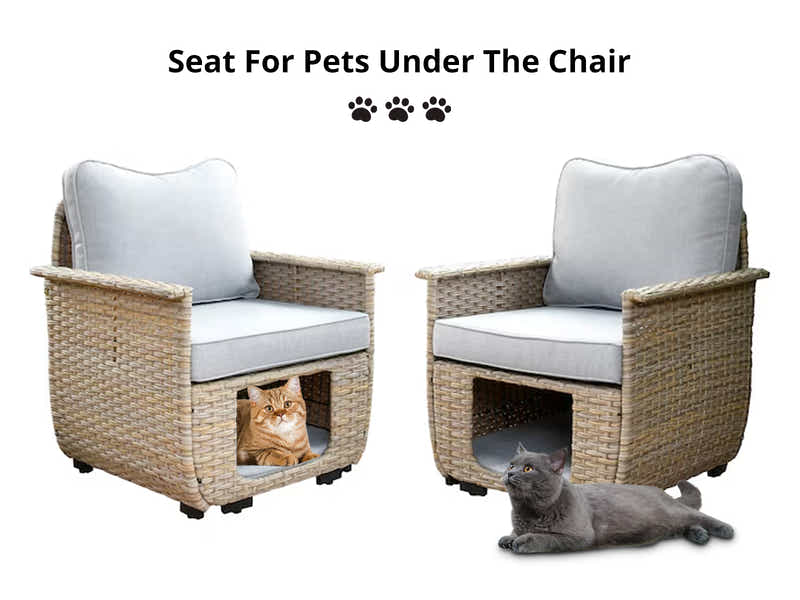 Aphrodite Patio Chair x2 Khaki+Grey