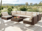 T DS Ruta 7PC Wicker Set Dark Brown+Beige