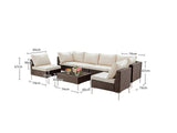 T DS Ruta 7PC Wicker Set Dark Brown+Beige