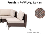 T DS Ruta 7PC Wicker Set Dark Brown+Beige