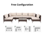 T DS Ruta 7PC Wicker Set Dark Brown+Beige