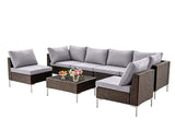 DS Ruta 7PC Wicker Set Light Brown+Grey