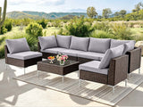 DS Ruta 7PC Wicker Set Light Brown+Grey