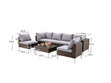 DS Ruta 7PC Wicker Set Light Brown+Grey