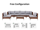 DS Ruta 7PC Wicker Set Light Brown+Grey