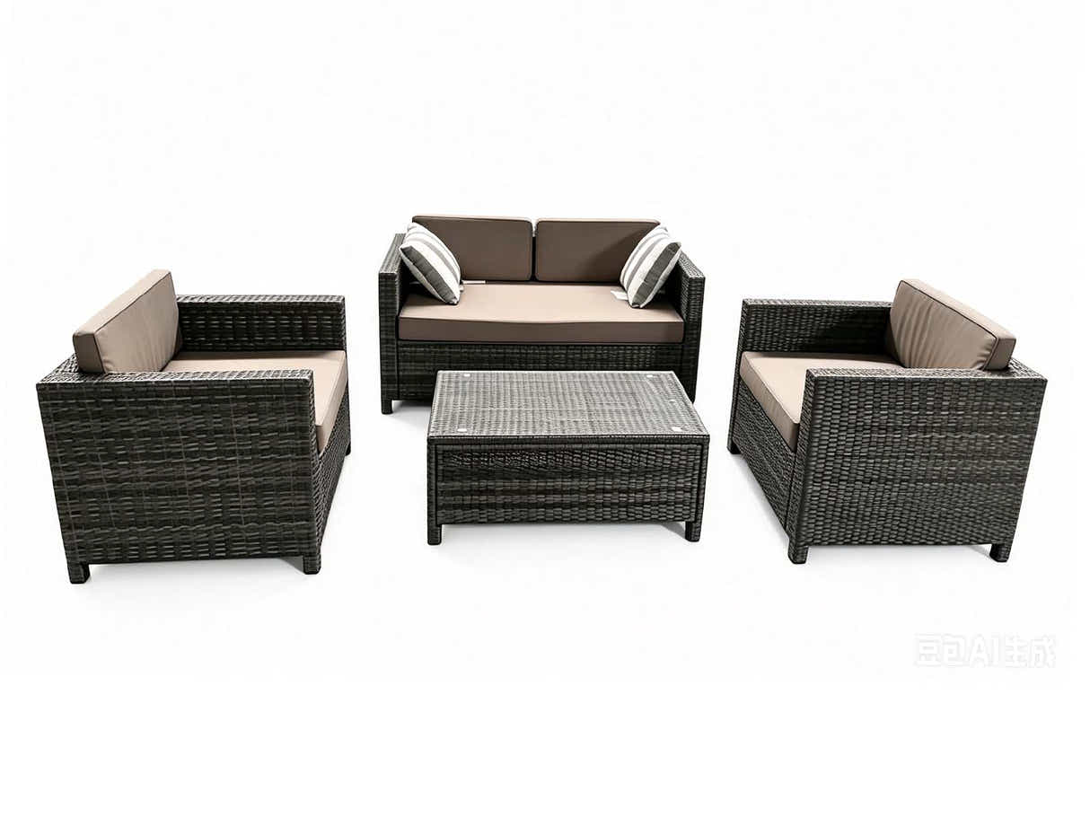 DS Merian 4PC Patio Set Dark Grey+Brown