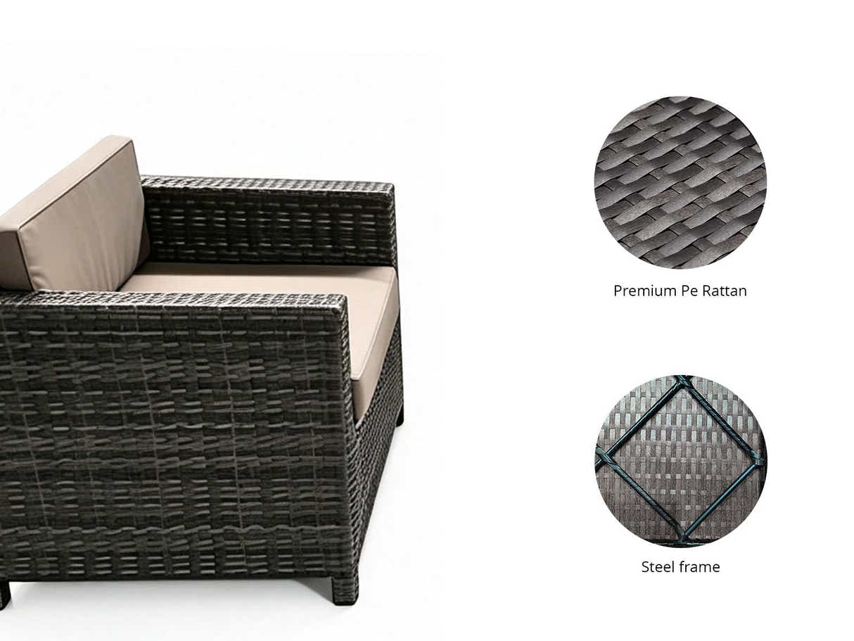 DS Merian 4PC Patio Set Dark Grey+Brown