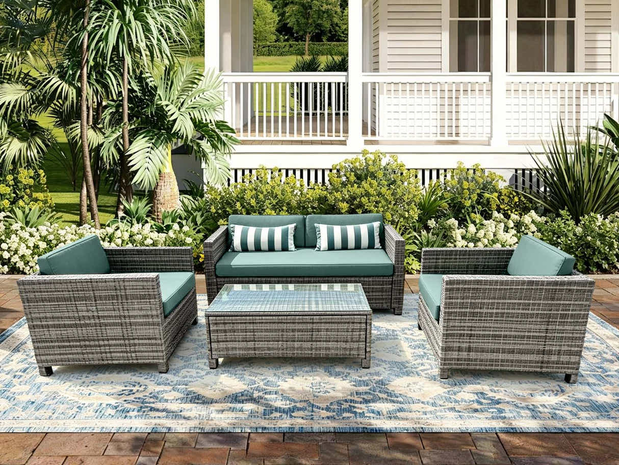 DS Merian 4PC Patio Set Light Grey+Dark Cyan