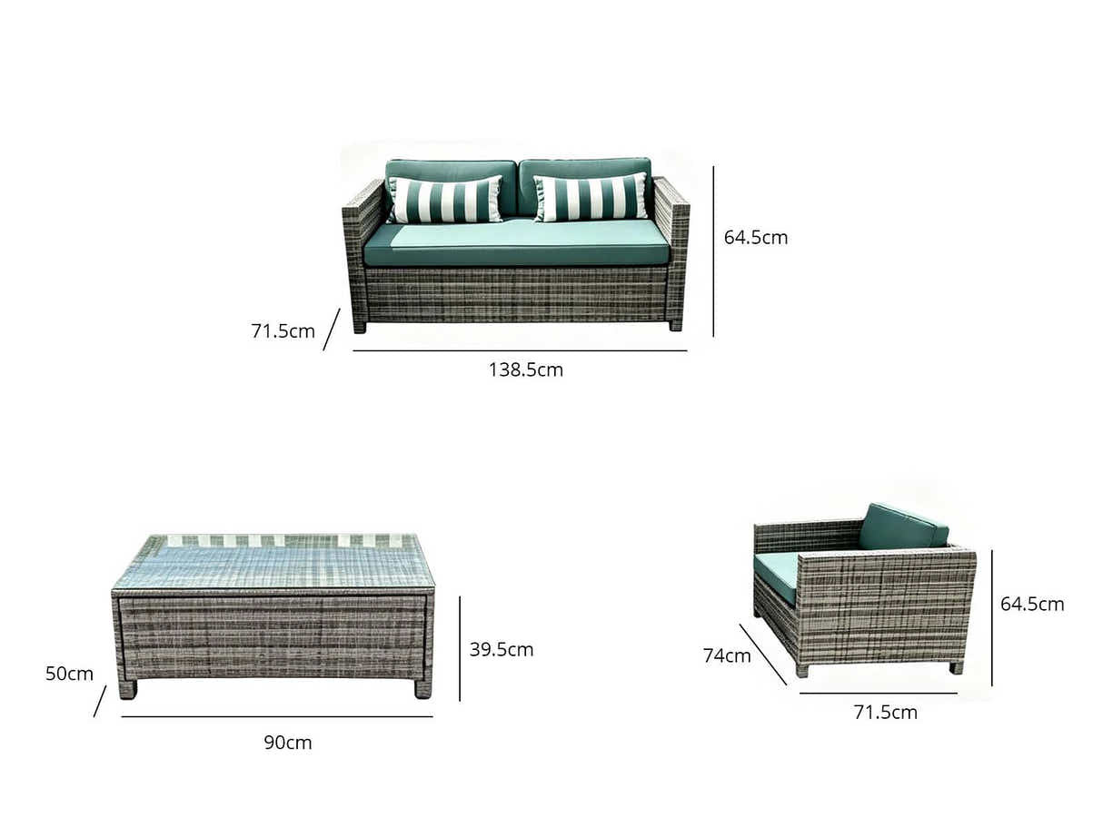 DS Merian 4PC Patio Set Light Grey+Dark Cyan