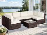 DS Tendy 7PC Patio Sofa Set Brown+Beige