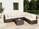 DS Tendy 7PC Patio Sofa Set Brown+Beige