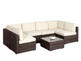 DS Tendy 7PC Patio Sofa Set Brown+Beige