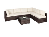 DS Tendy 7PC Patio Sofa Set Brown+Beige