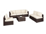 DS Tendy 7PC Patio Sofa Set Brown+Beige