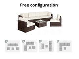 DS Tendy 7PC Patio Sofa Set Brown+Beige