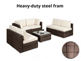DS Tendy 7PC Patio Sofa Set Brown+Beige