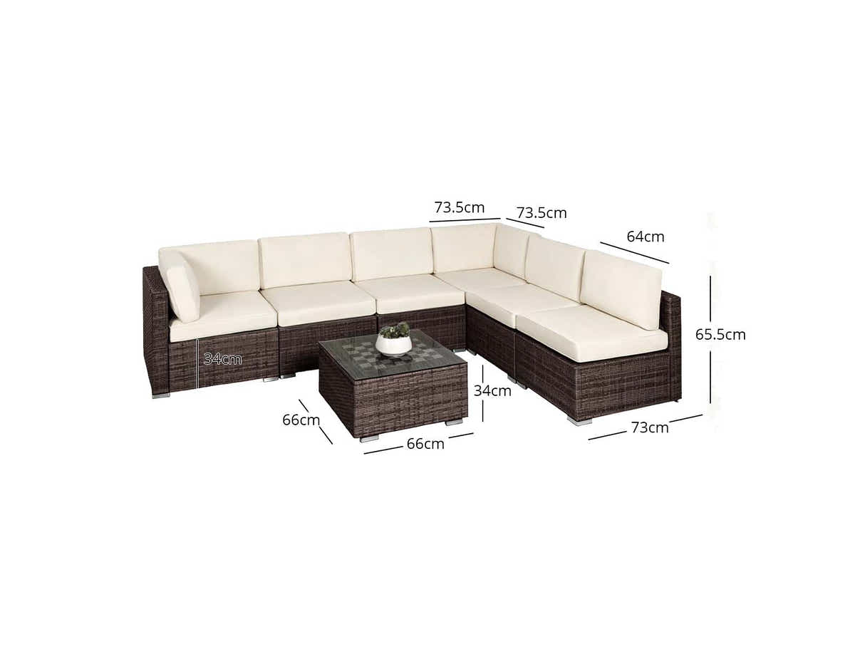 DS Tendy 7PC Patio Sofa Set Brown+Beige