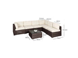 DS Tendy 7PC Patio Sofa Set Brown+Beige