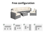 DS Tendy 7PC Patio Sofa Set Grey+Beige