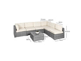 DS Tendy 7PC Patio Sofa Set Grey+Beige