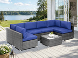 DS Tendy 7PC Patio Sofa Set Grey+Blue