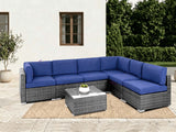 DS Tendy 7PC Patio Sofa Set Grey+Blue