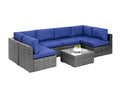 DS Tendy 7PC Patio Sofa Set Grey+Blue