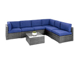 DS Tendy 7PC Patio Sofa Set Grey+Blue