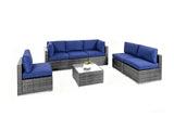 DS Tendy 7PC Patio Sofa Set Grey+Blue