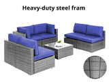 DS Tendy 7PC Patio Sofa Set Grey+Blue