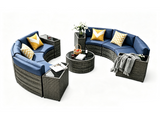 DS 11PC Curved Wicker Sofa Set Navy