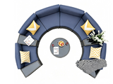 DS 11PC Curved Wicker Sofa Set Navy
