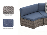 DS 11PC Curved Wicker Sofa Set Navy