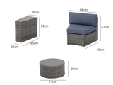 DS 11PC Curved Wicker Sofa Set Navy