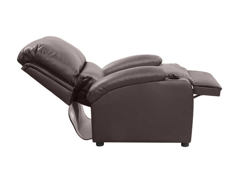 PU Leather Recliner with Cup Holder - Brown