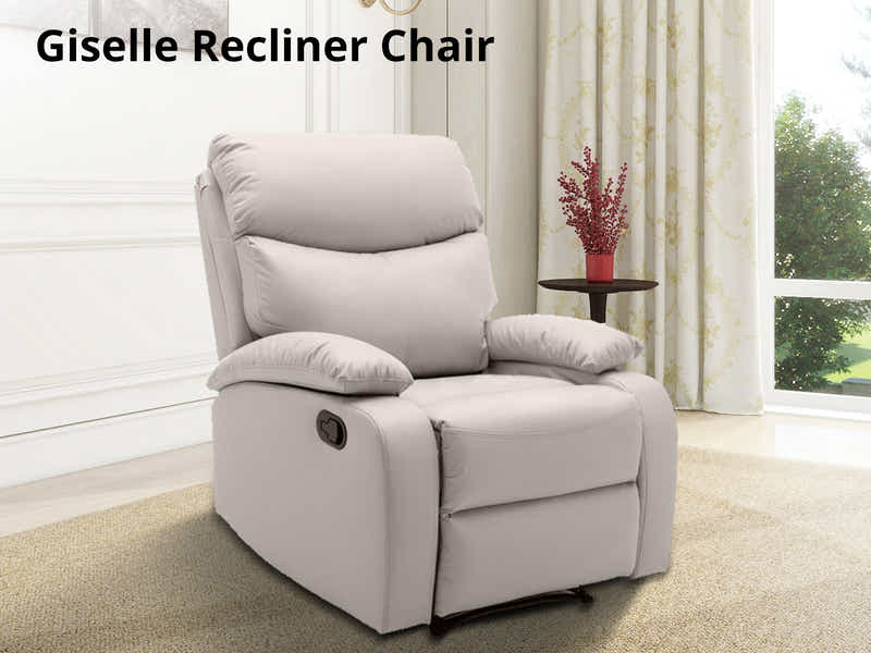 DS Giselle PU Leather Recliner Chair - Beige