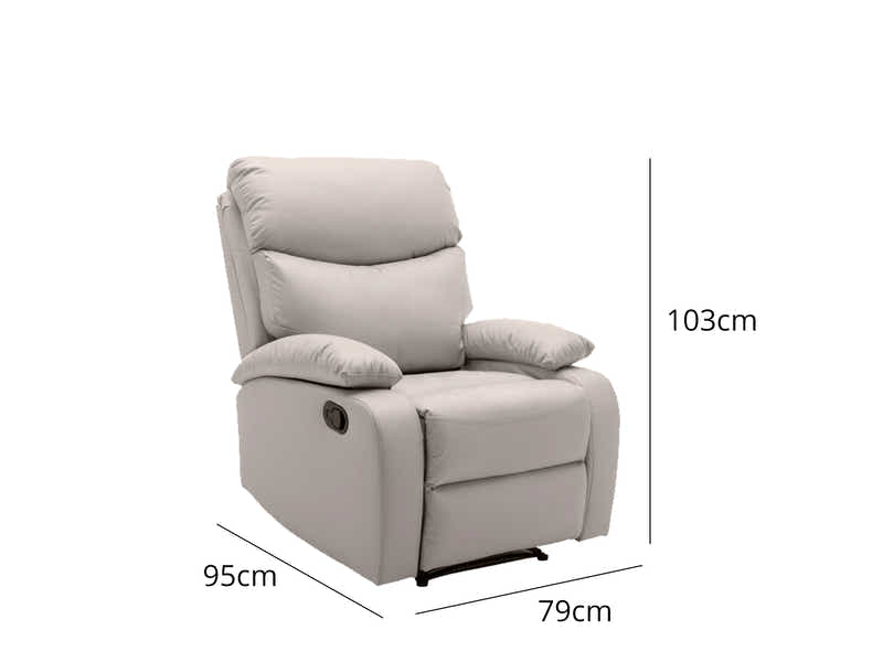 DS Giselle PU Leather Recliner Chair - Beige