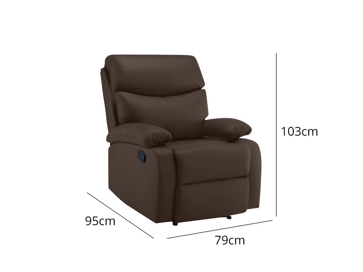 DS Giselle PU Leather Recliner Chair - Brown