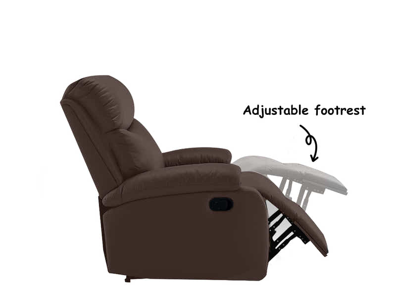 DS Giselle PU Leather Recliner Chair - Brown