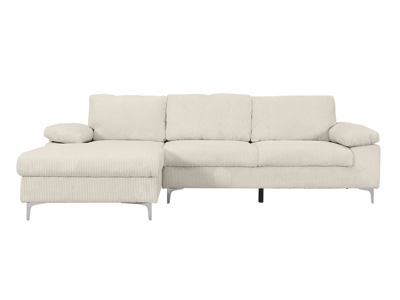 DS Kaveah Corduroy Sofa With Left Chaise - White