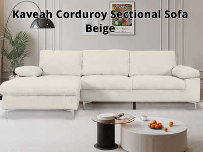 DS Kaveah Corduroy Sofa With Left Chaise - White