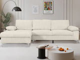 DS Kaveah Corduroy Sofa With Left Chaise - White