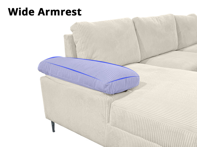 DS Kaveah Corduroy Sofa With Left Chaise - White