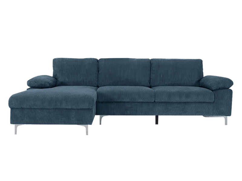 DS Kaveah Corduroy Sectional Sofa Green